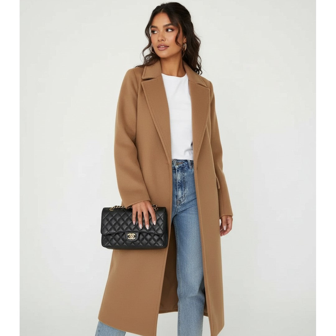 Woman wearing the Ylva women's long-sleeve coat, 8 view