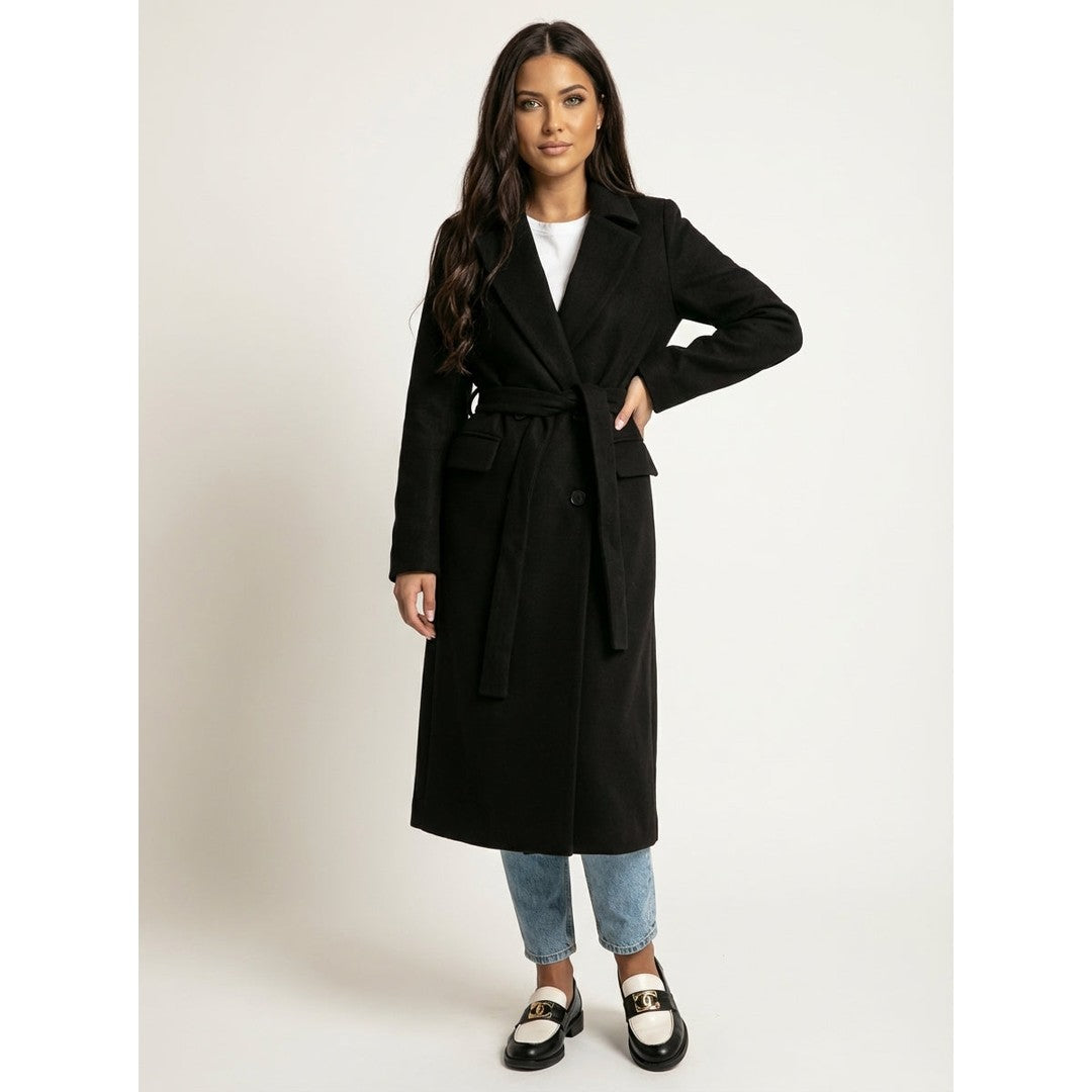Woman wearing the Ylva women's long-sleeve coat, 9 view