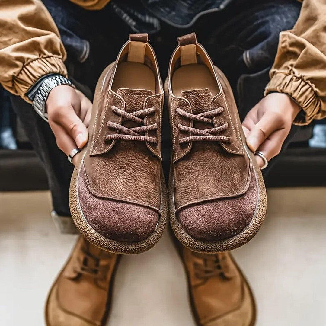 Man wearing the Zebedee men's shoes, 10 view