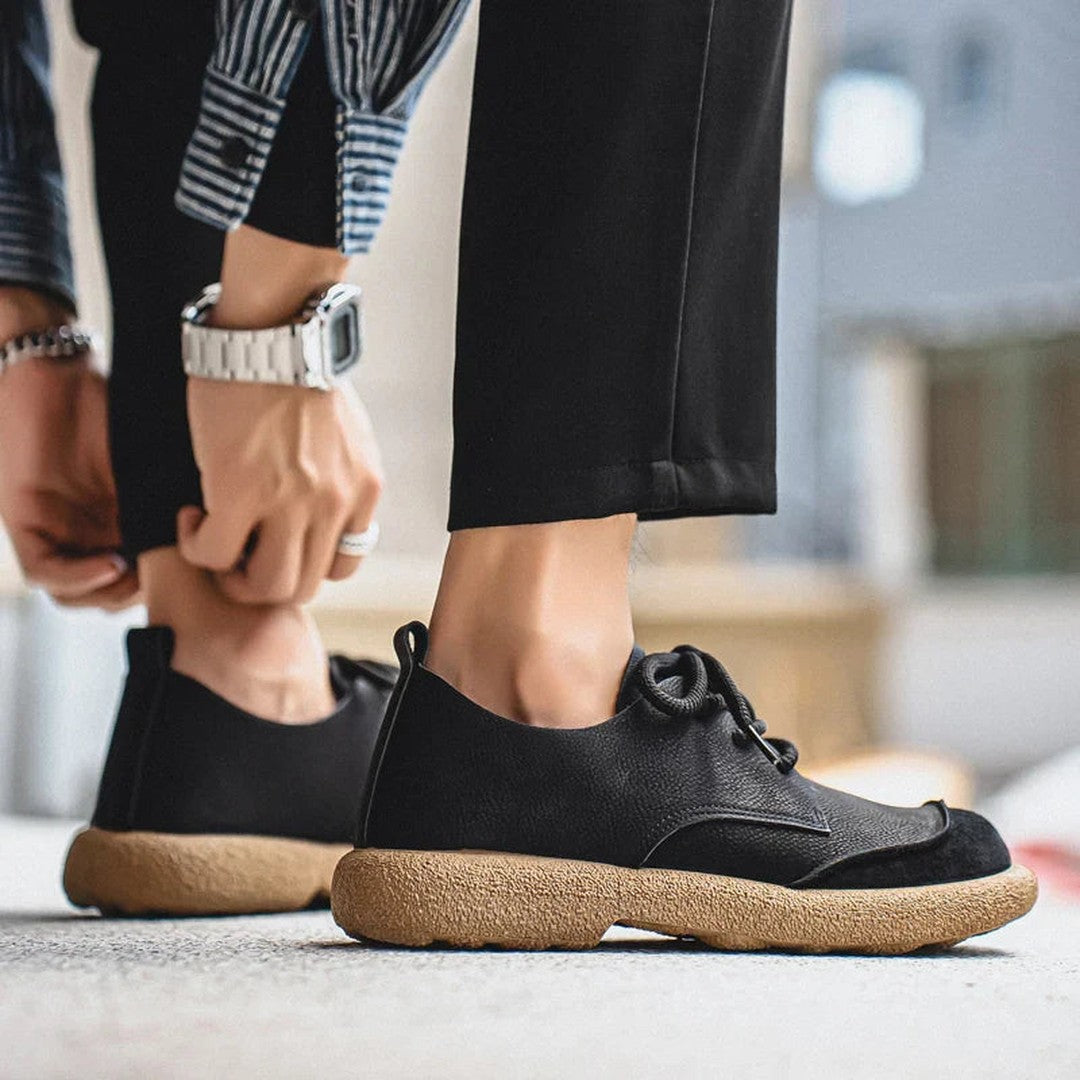 Man wearing the Zebedee men's shoes, 16 view