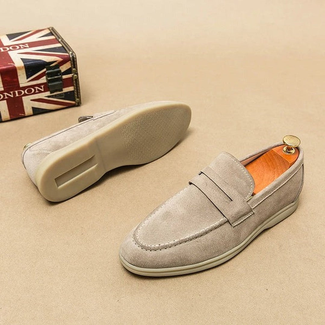 Man wearing the Zephyr men's shoes, flatlay view
