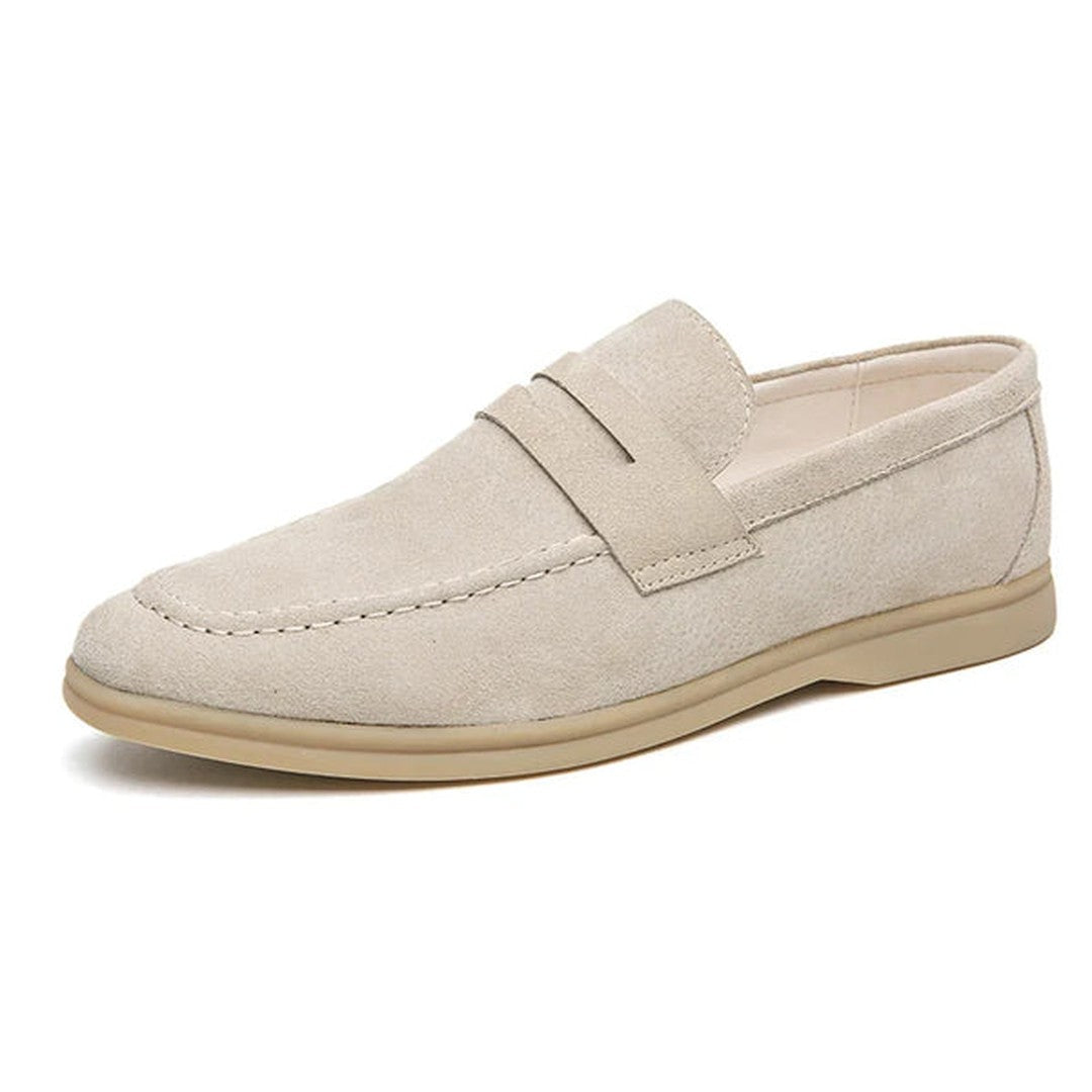 Man wearing the Zephyr men's shoes, side view