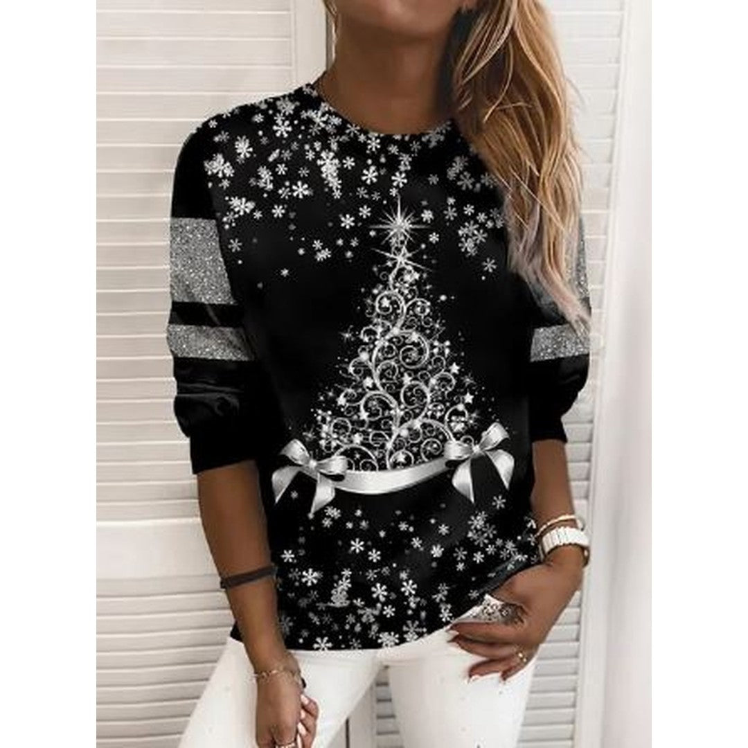 Woman wearing the Zoe women's knit elegant sweatshirt, 9 view