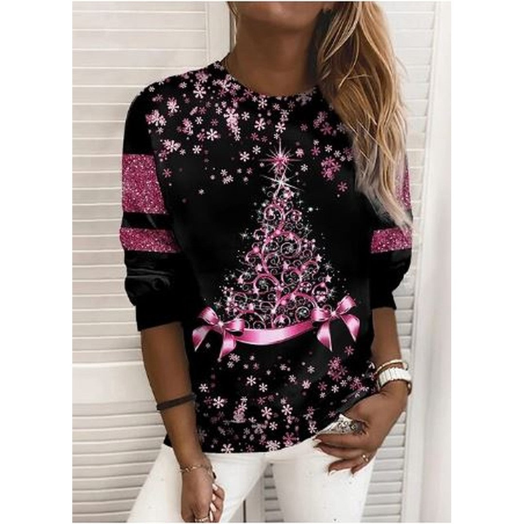 Woman wearing the Zoe women's knit elegant sweatshirt, detail view
