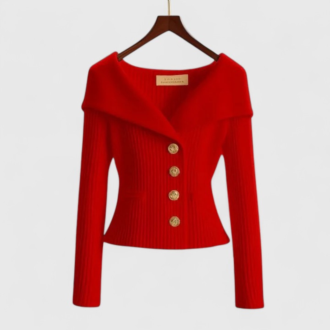 Woman wearing the Zoey women's elegant cardigan, 9 view