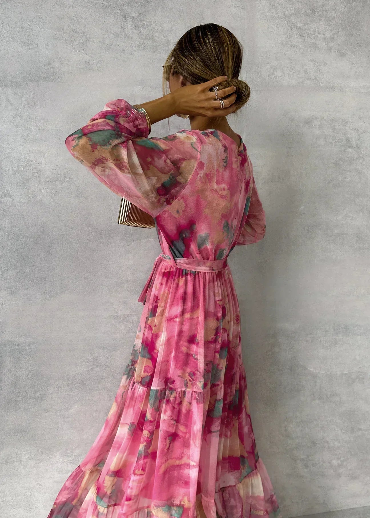 Soraya | Women's Floral Wrap Style Long Dress