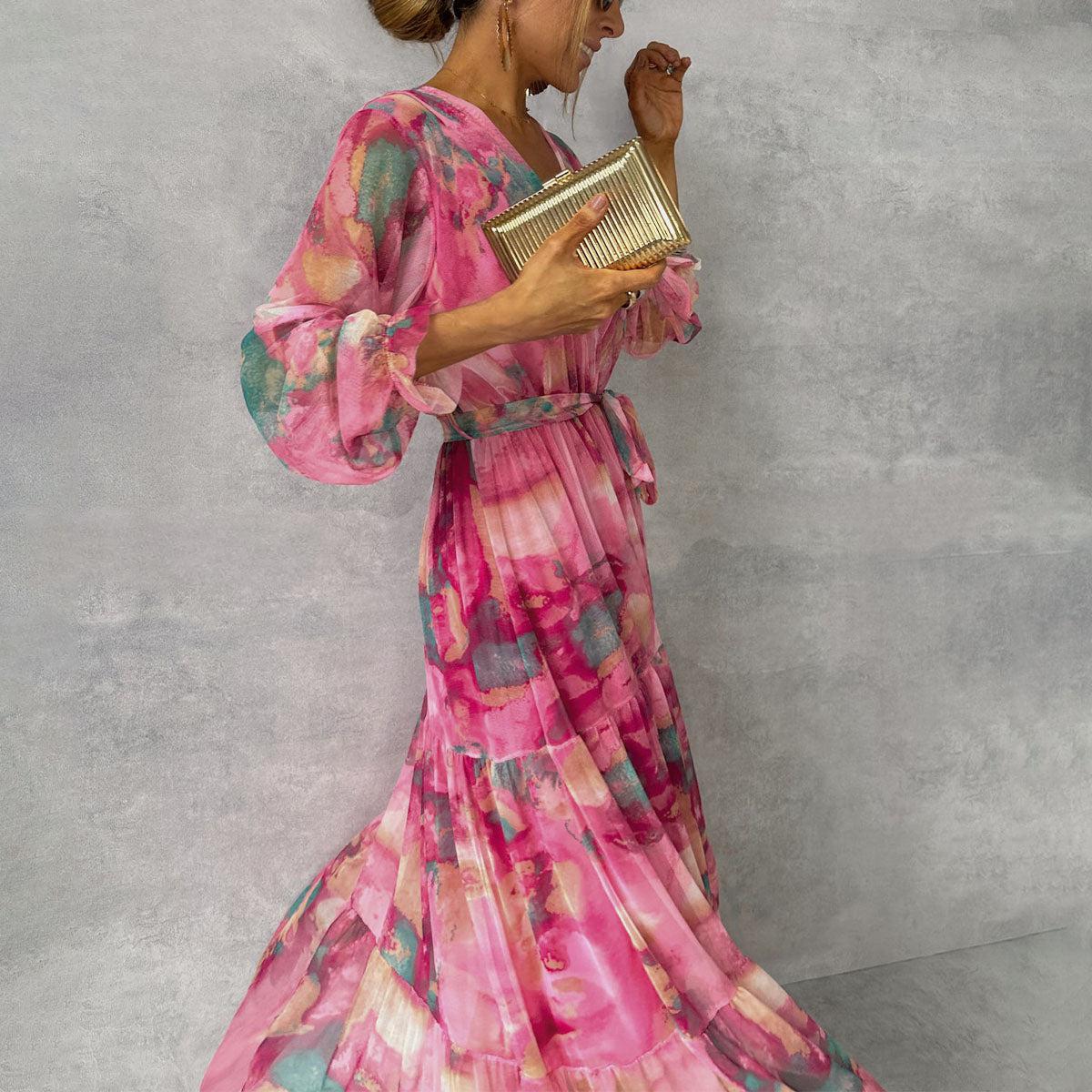 Soraya | Women's Floral Wrap Style Long Dress