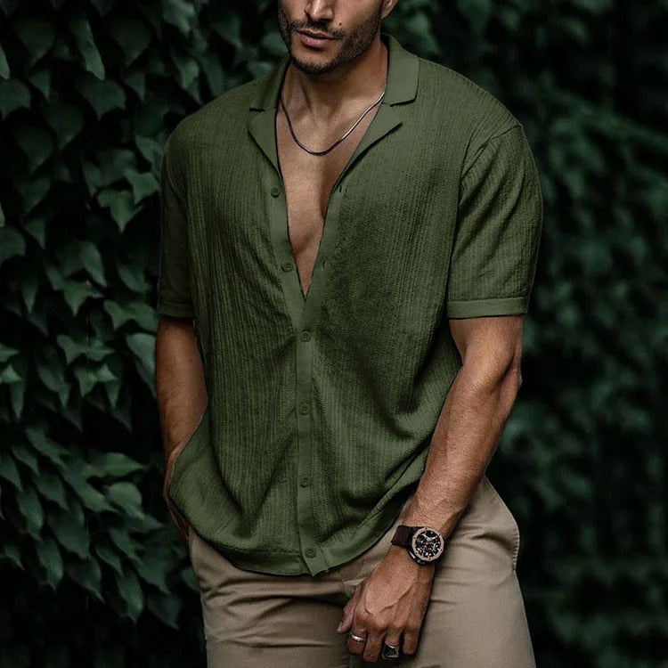 Marco | Men's Short Sleeve Cuban Collar Button Shirt