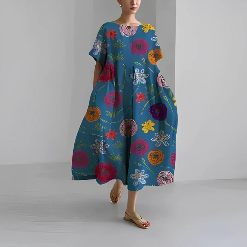 Mirelle | Women's Loose Fit Floral Boho Midi Dress