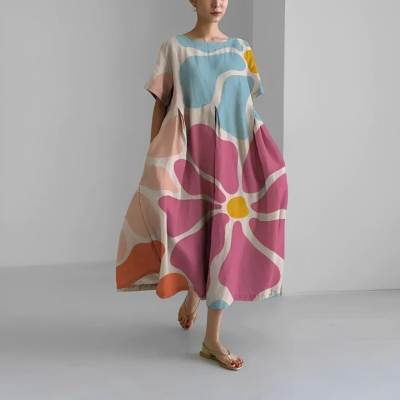 Mirelle | Women's Loose Fit Floral Boho Midi Dress