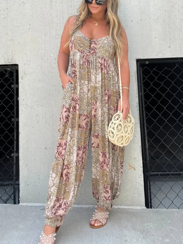 Luna | Women's Boho Print Relaxed Fit Beach Jumpsuit