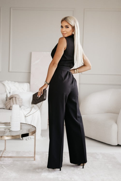 Amara | Women's Elegant V-Neck Wide Leg Jumpsuit