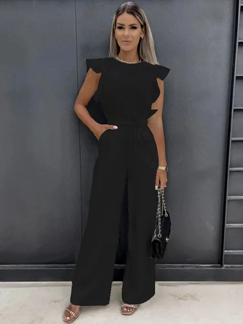 Zinnia | Women's Wide-Leg Ruffle Jumpsuit