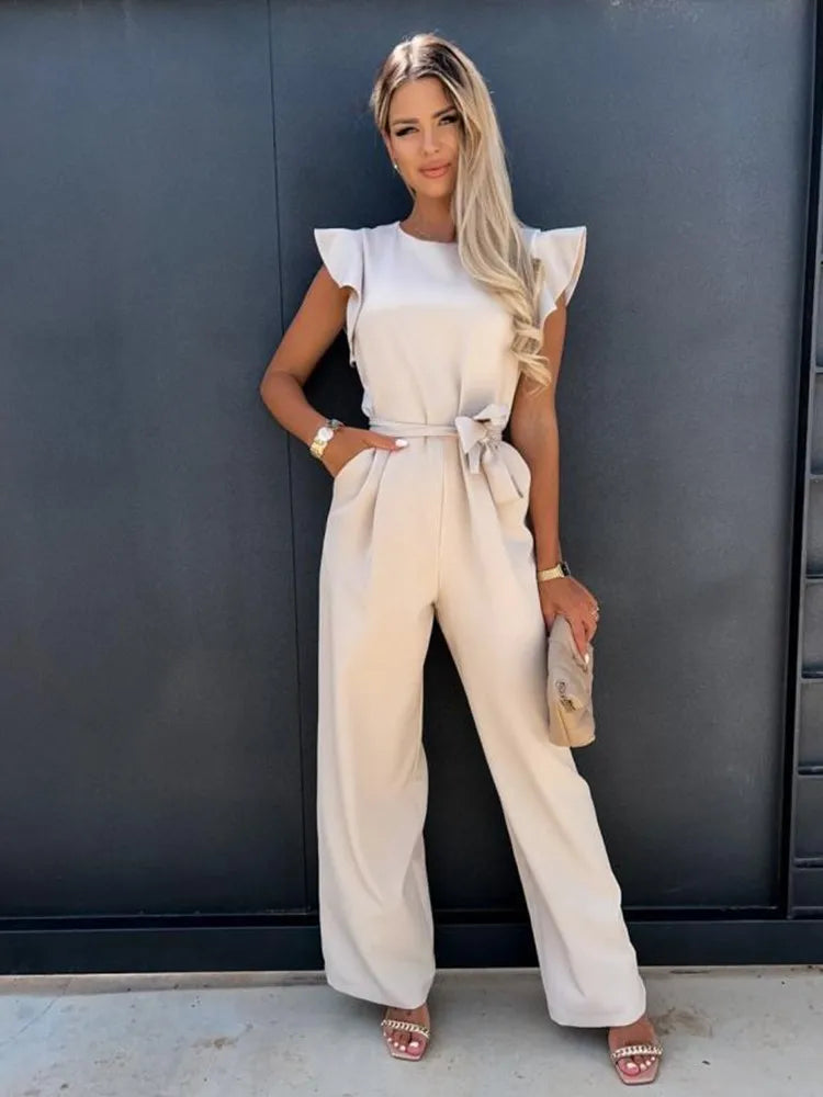 Zinnia | Women's Wide-Leg Ruffle Jumpsuit