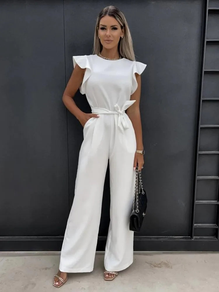 Zinnia | Women's Wide-Leg Ruffle Jumpsuit
