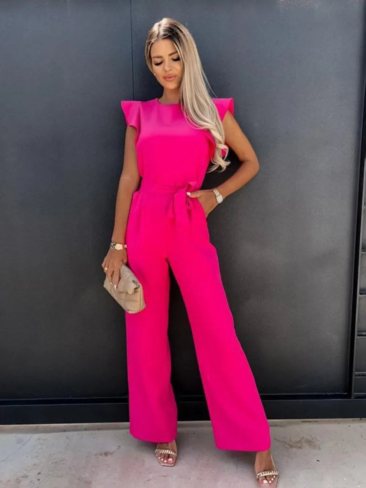 Zinnia | Women's Wide-Leg Ruffle Jumpsuit