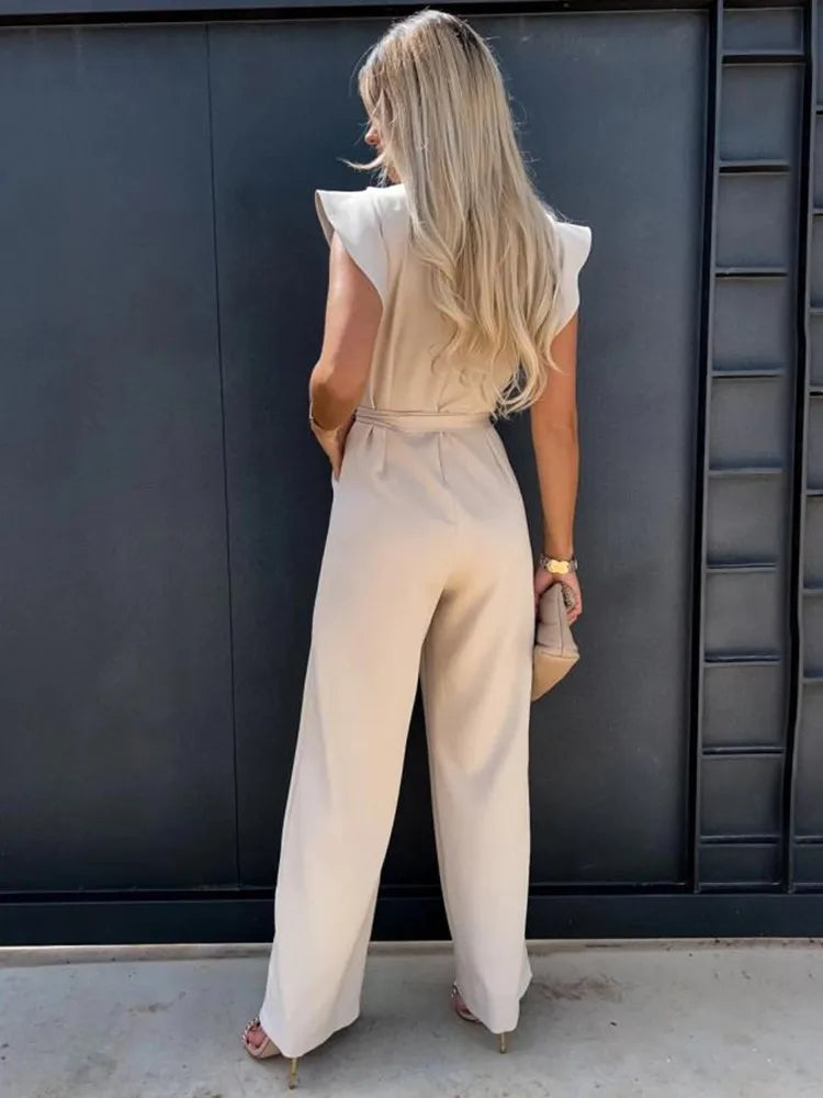 Zinnia | Women's Wide-Leg Ruffle Jumpsuit