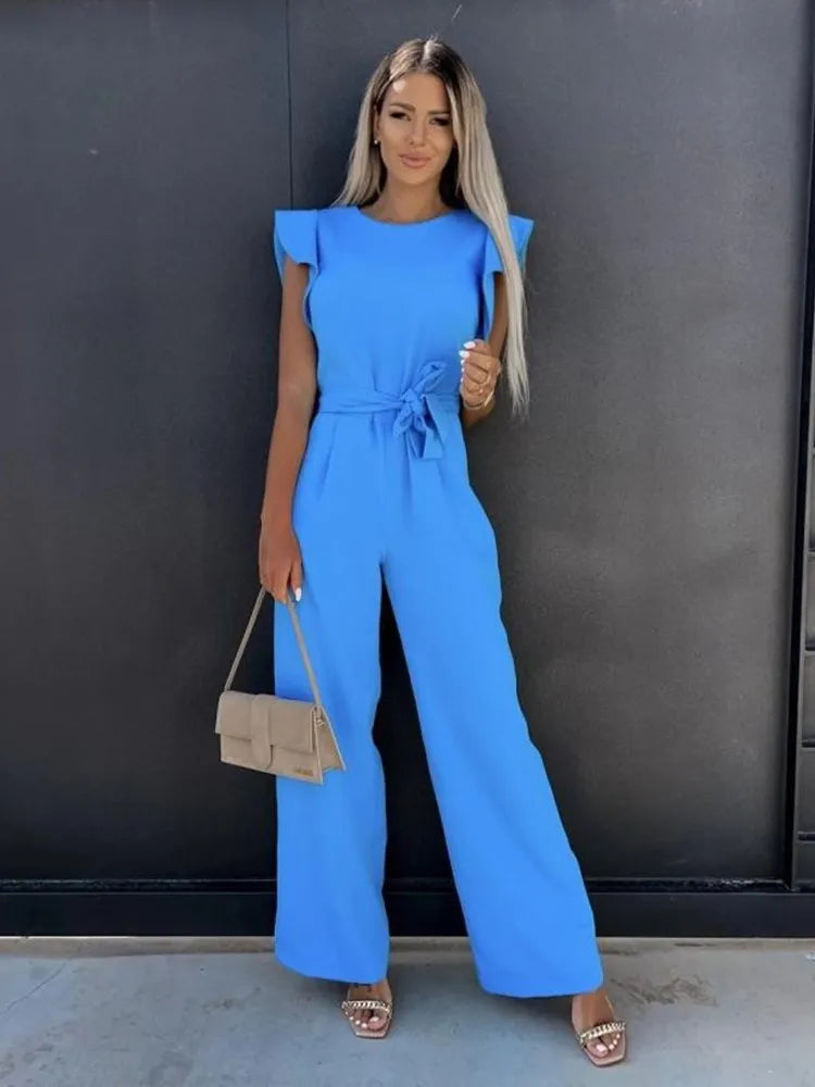Zinnia | Women's Wide-Leg Ruffle Jumpsuit