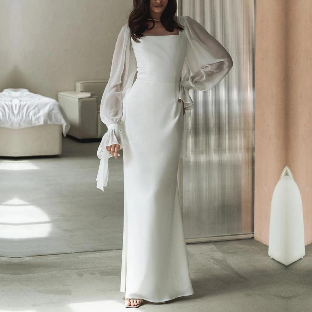 Mira | Women's Square Neck Puff Sleeve Maxi Dress