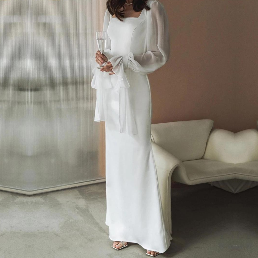 Mira | Women's Square Neck Puff Sleeve Maxi Dress