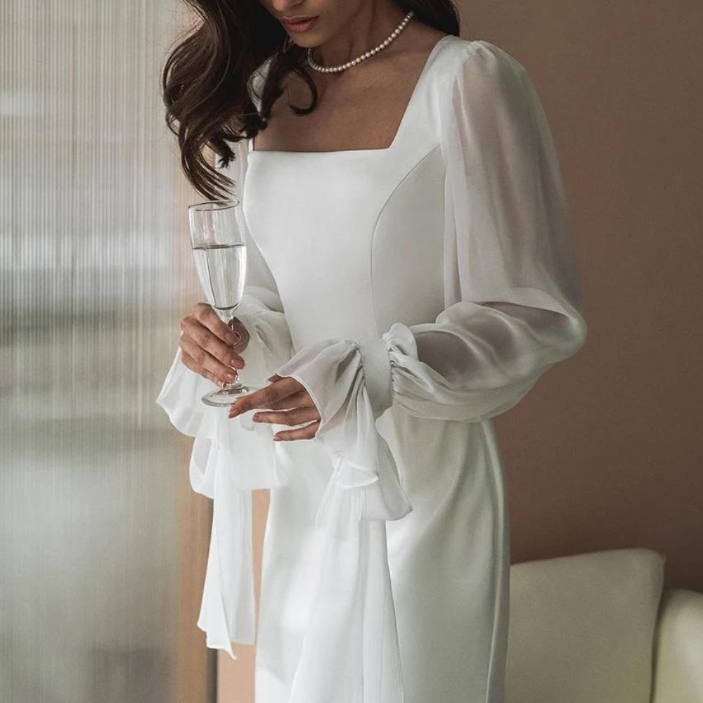 Mira | Women's Square Neck Puff Sleeve Maxi Dress