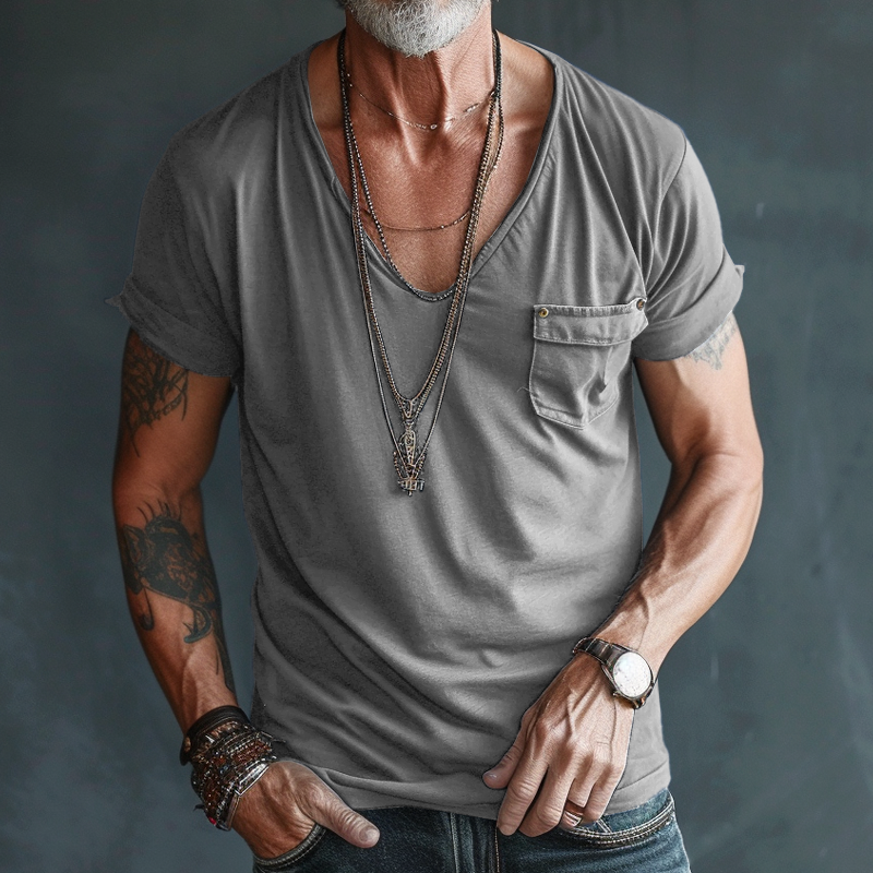 Kairo | Men's V-Neck Pocket Detail Casual T-Shirt
