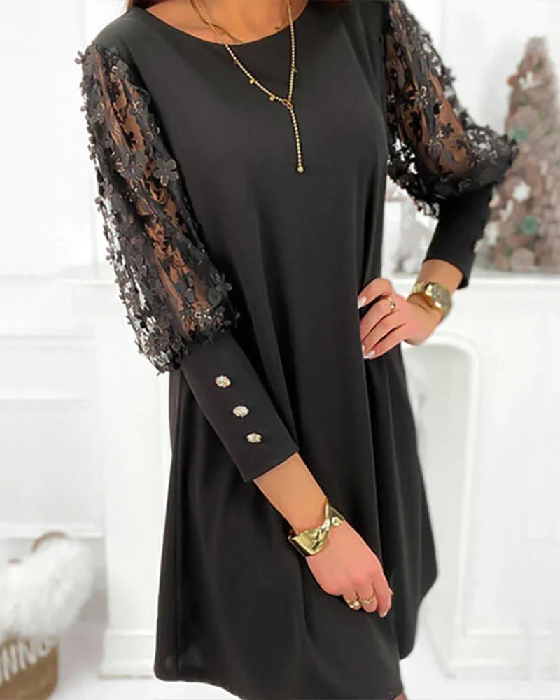 Liora | Women's Lace Sheer Sleeve Mini Dress