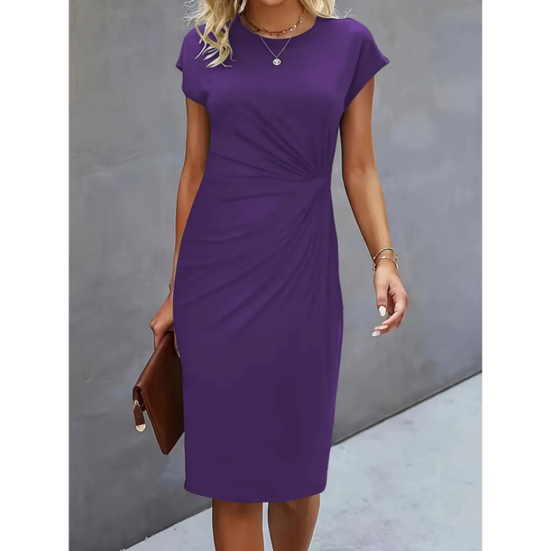 Amelia | Women's Ruched Waist Fitted Midi Dress
