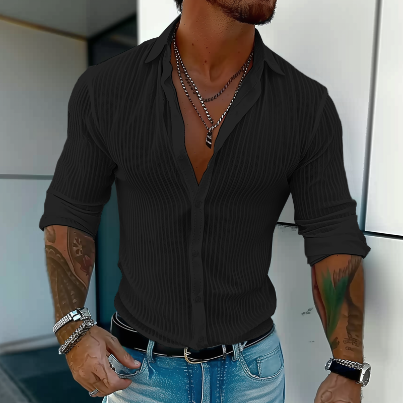 Zayn | Men's Slim Fit Ribbed Linen Casual Shirt