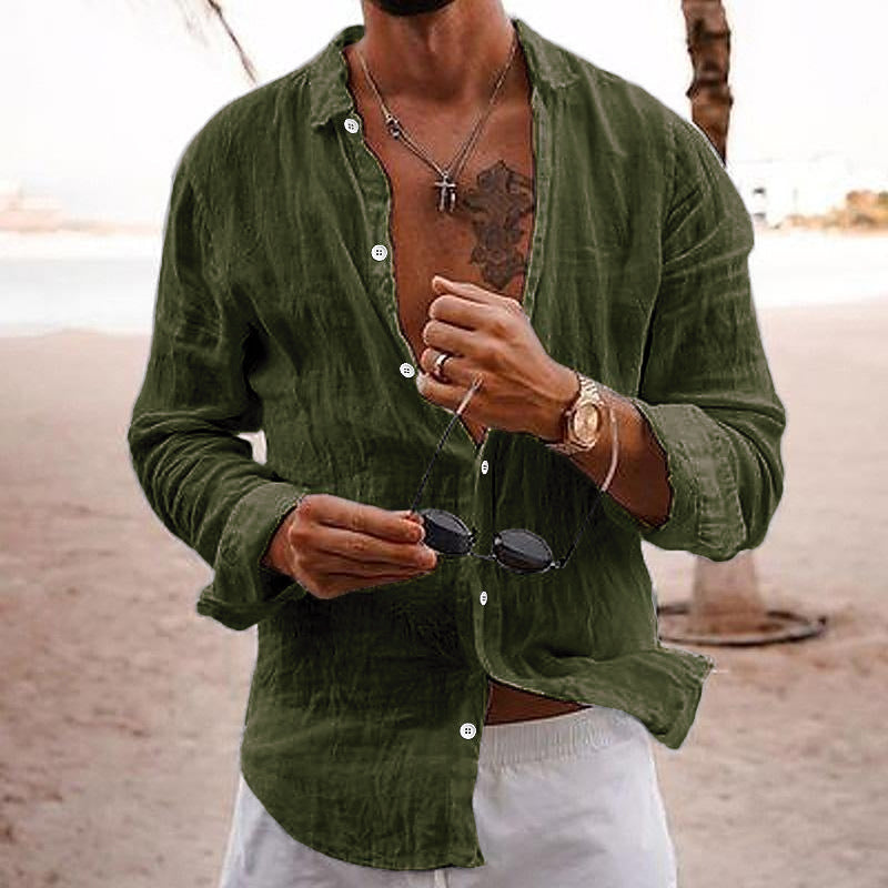 Thiago | Men's Linen Button Front Casual Shirt