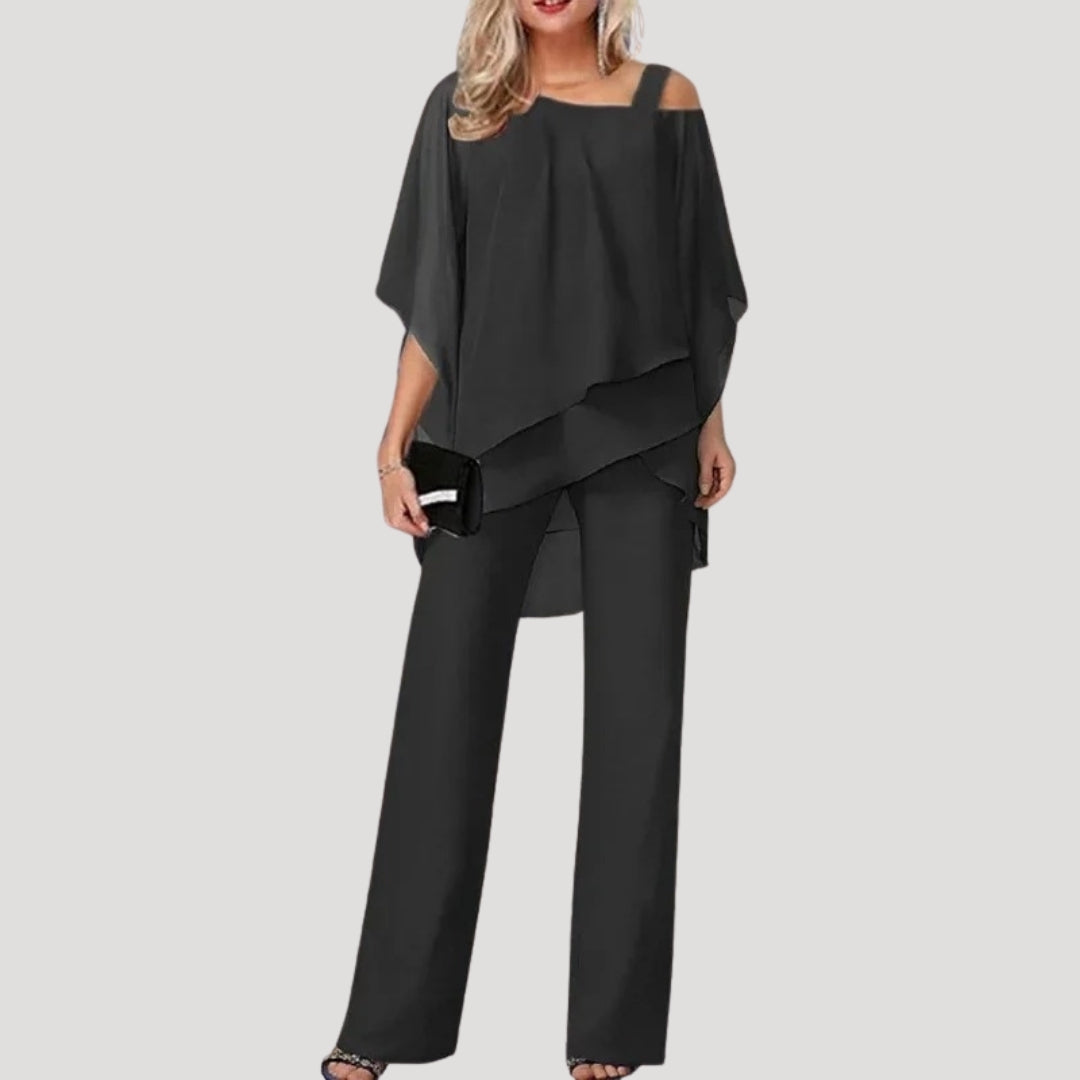 Alia | Women's Elegant Chiffon Two-Piece Trouser Set