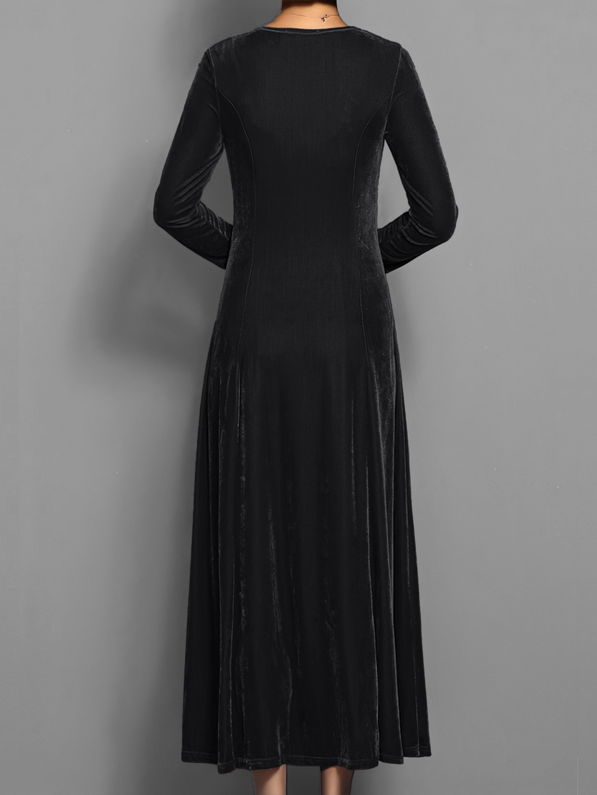Elisea | Women's Long Sleeve Velvet Maxi Dress