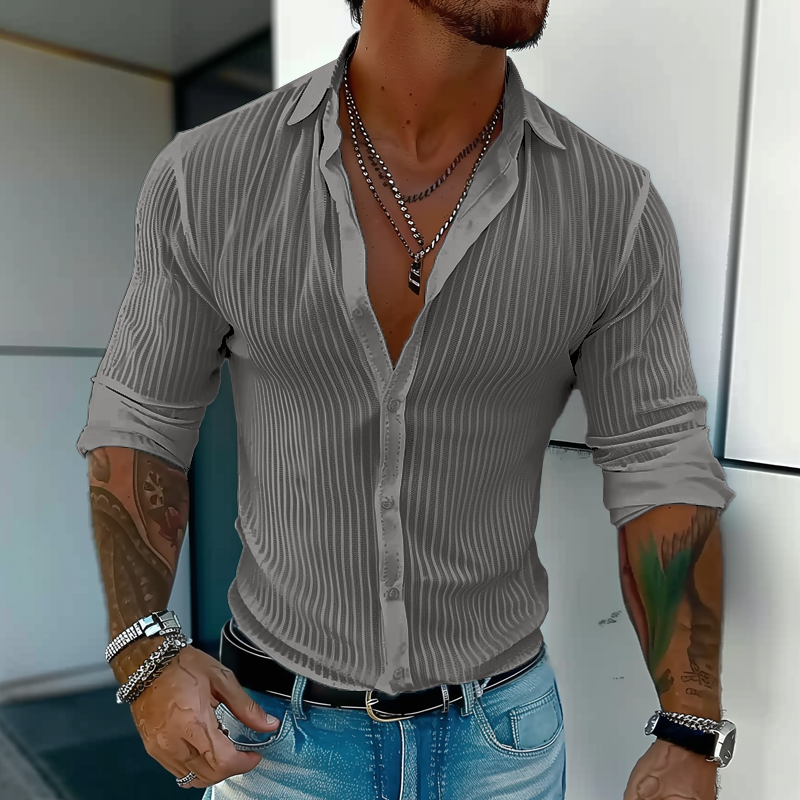 Zayn | Men's Slim Fit Ribbed Linen Casual Shirt
