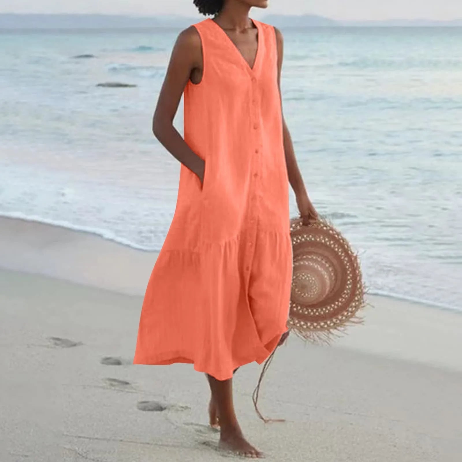 Naya | Women's Button Front V-Neck Dress