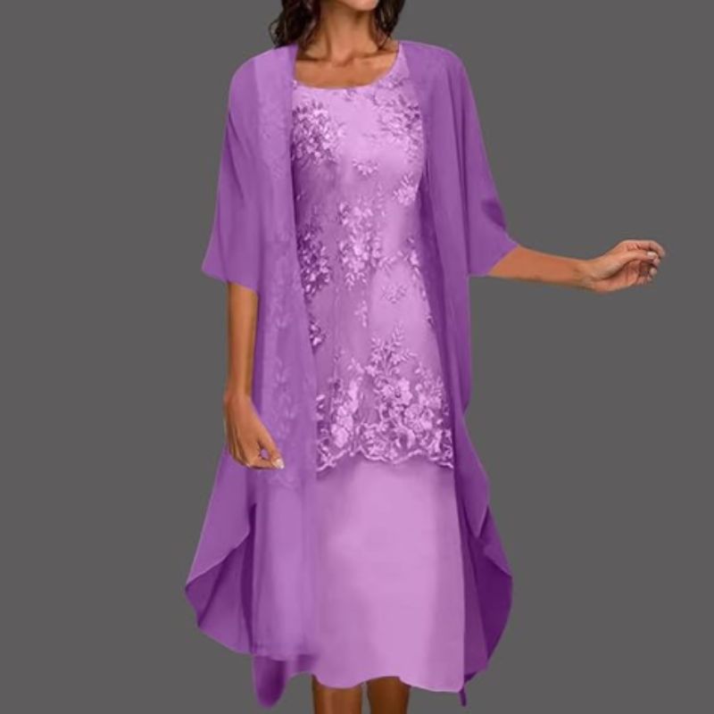Livia | Women's Lace Midi Dress And Shrug Set