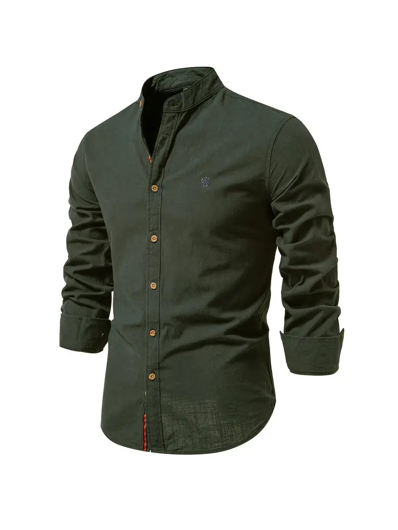 Ethan | Men's Mandarin Collar Button Front Shirt