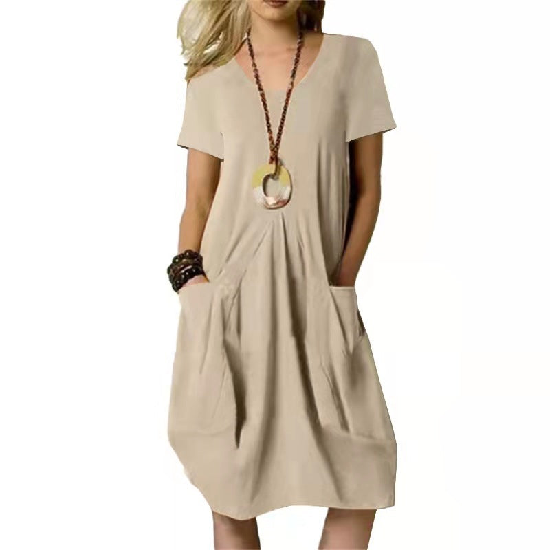 Clara | Women's Relaxed Short Sleeve Pocket Swing Dress