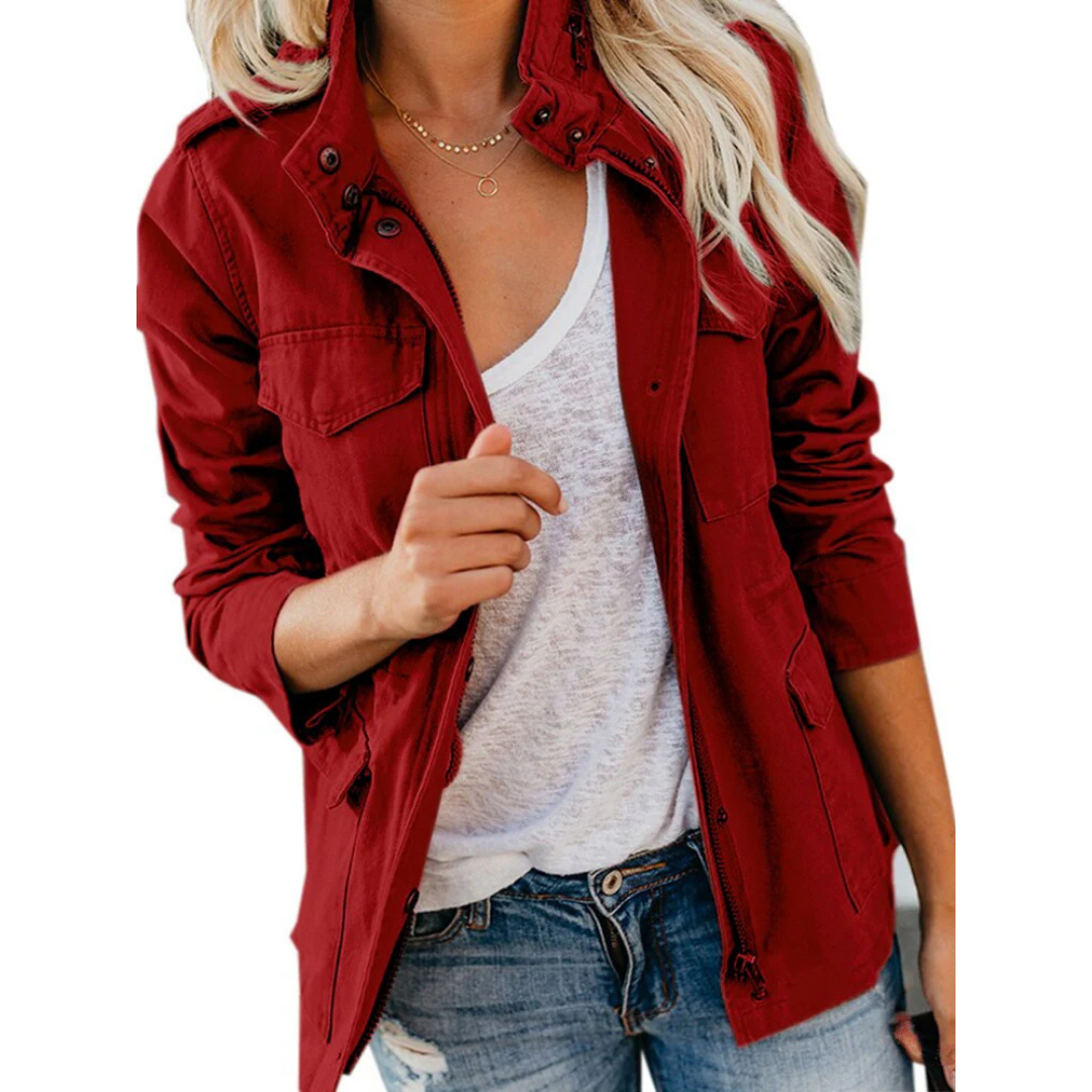 Vera | Women's Casual Zip-Up Utility Pocket Jacket