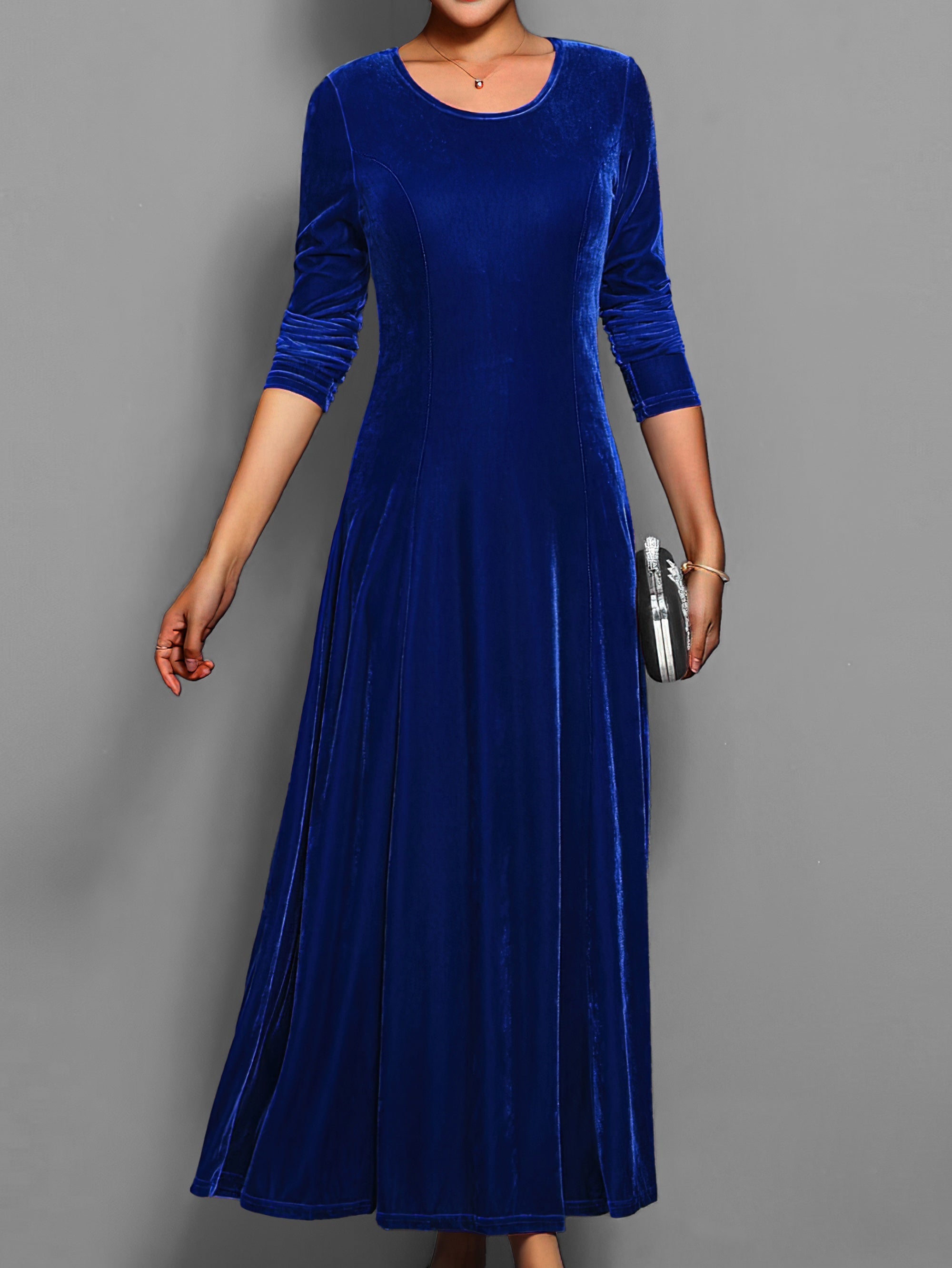 Elisea | Women's Long Sleeve Velvet Maxi Dress
