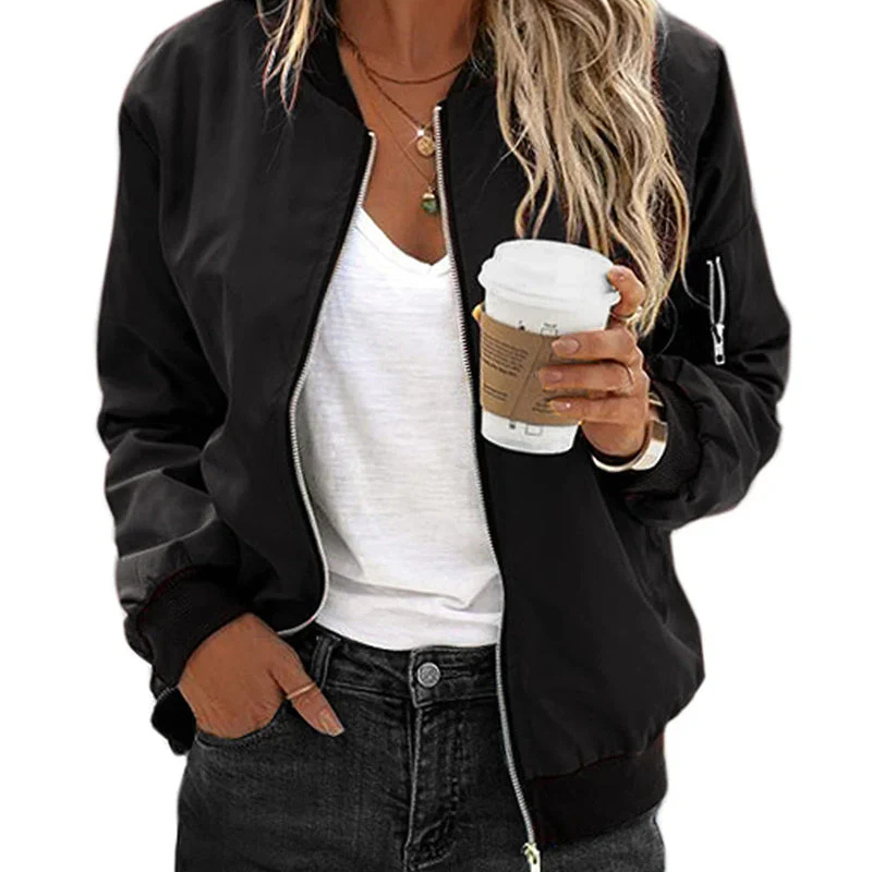 Tessa | Women's Classic Zip Front Bomber Jacket