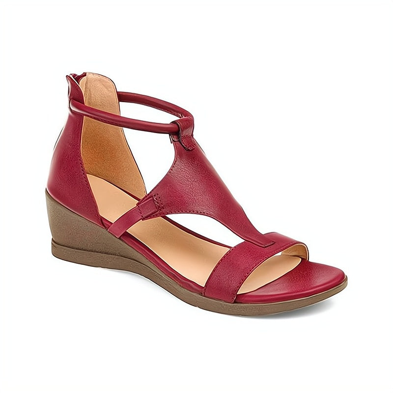 Elara | Women's T-Strap Platform Wedge Sandals