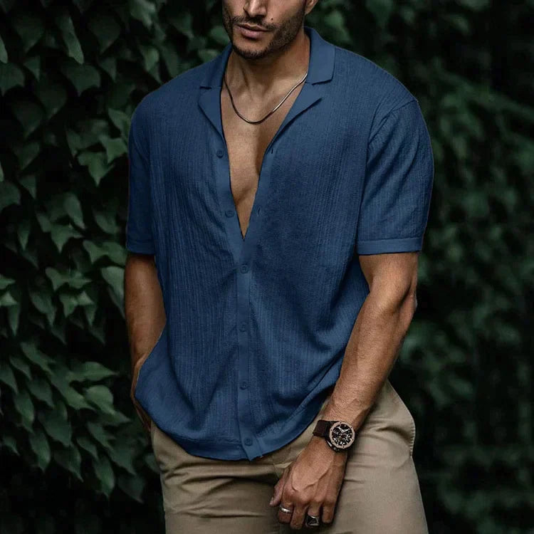 Marco | Men's Short Sleeve Cuban Collar Button Shirt
