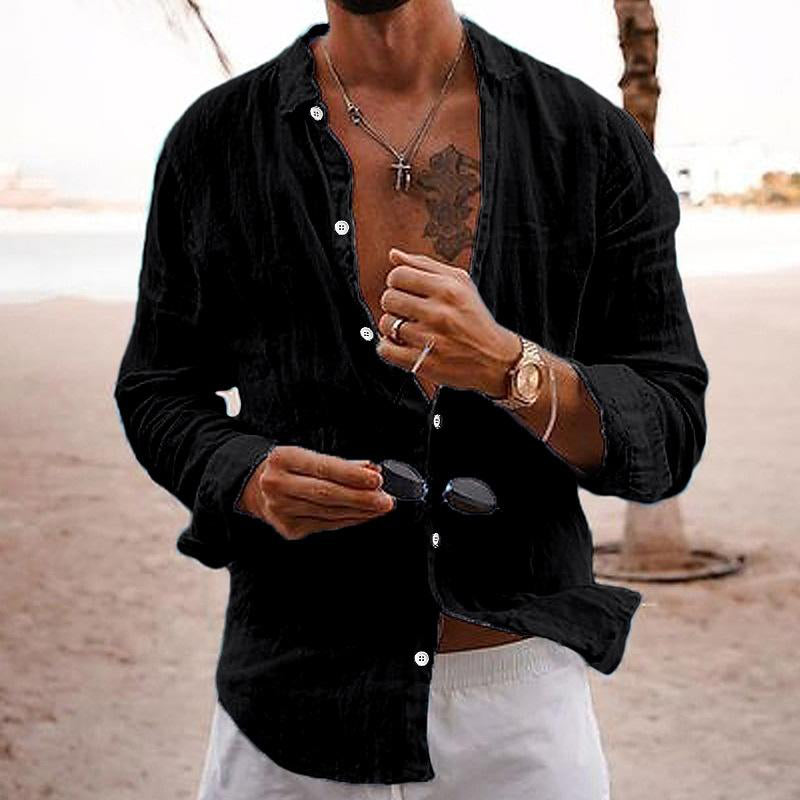 Thiago | Men's Linen Button Front Casual Shirt