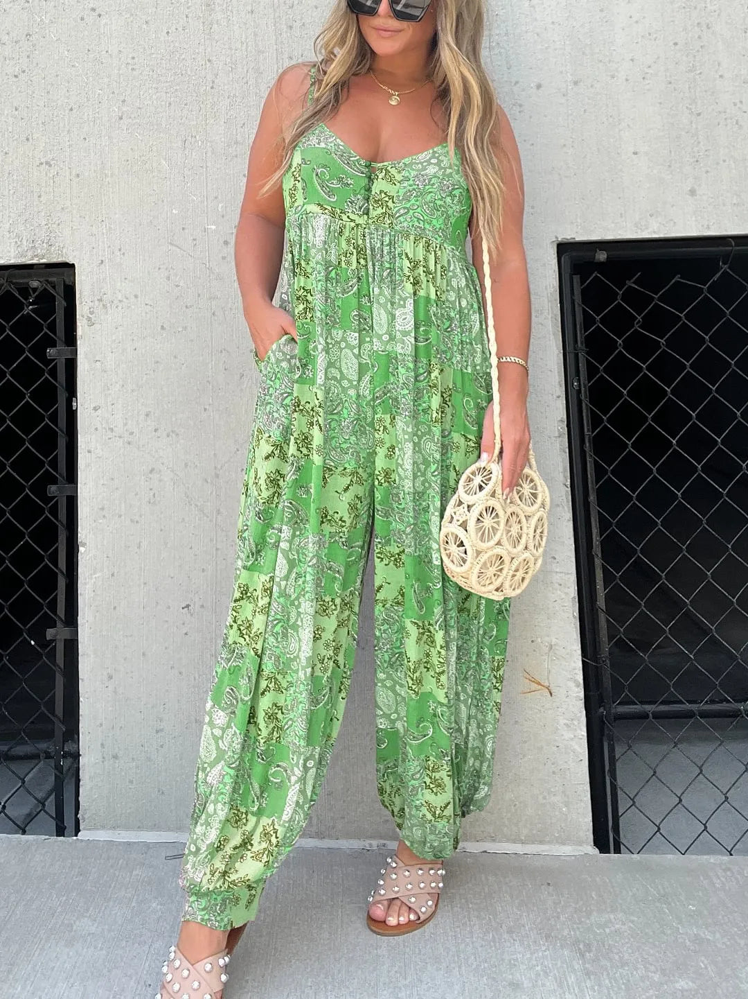 Luna | Women's Boho Print Relaxed Fit Beach Jumpsuit