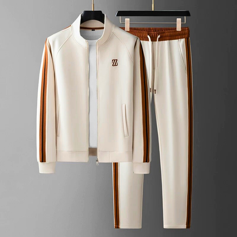 Marcus | Men's Sport Stripe Zip Front Tracksuit Set
