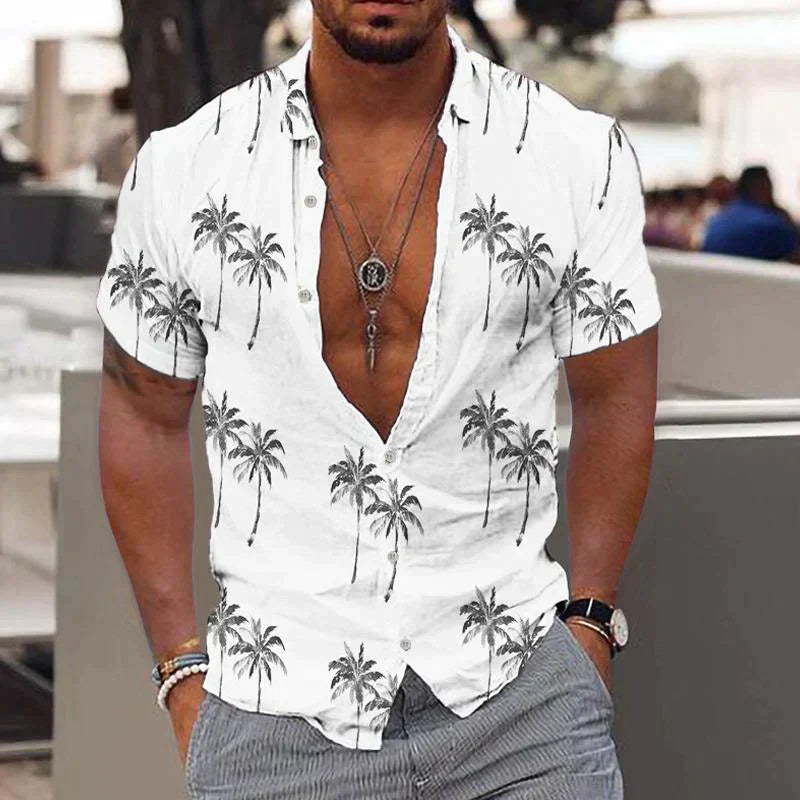 Zayden | Men's Tropical Print Short Sleeve Shirt