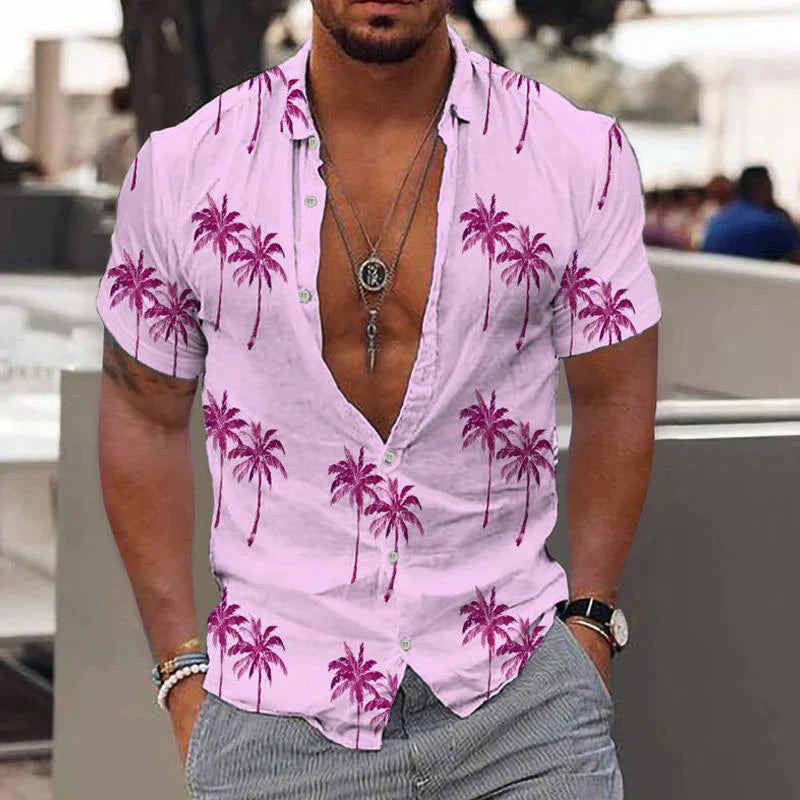 Zayden | Men's Tropical Print Short Sleeve Shirt