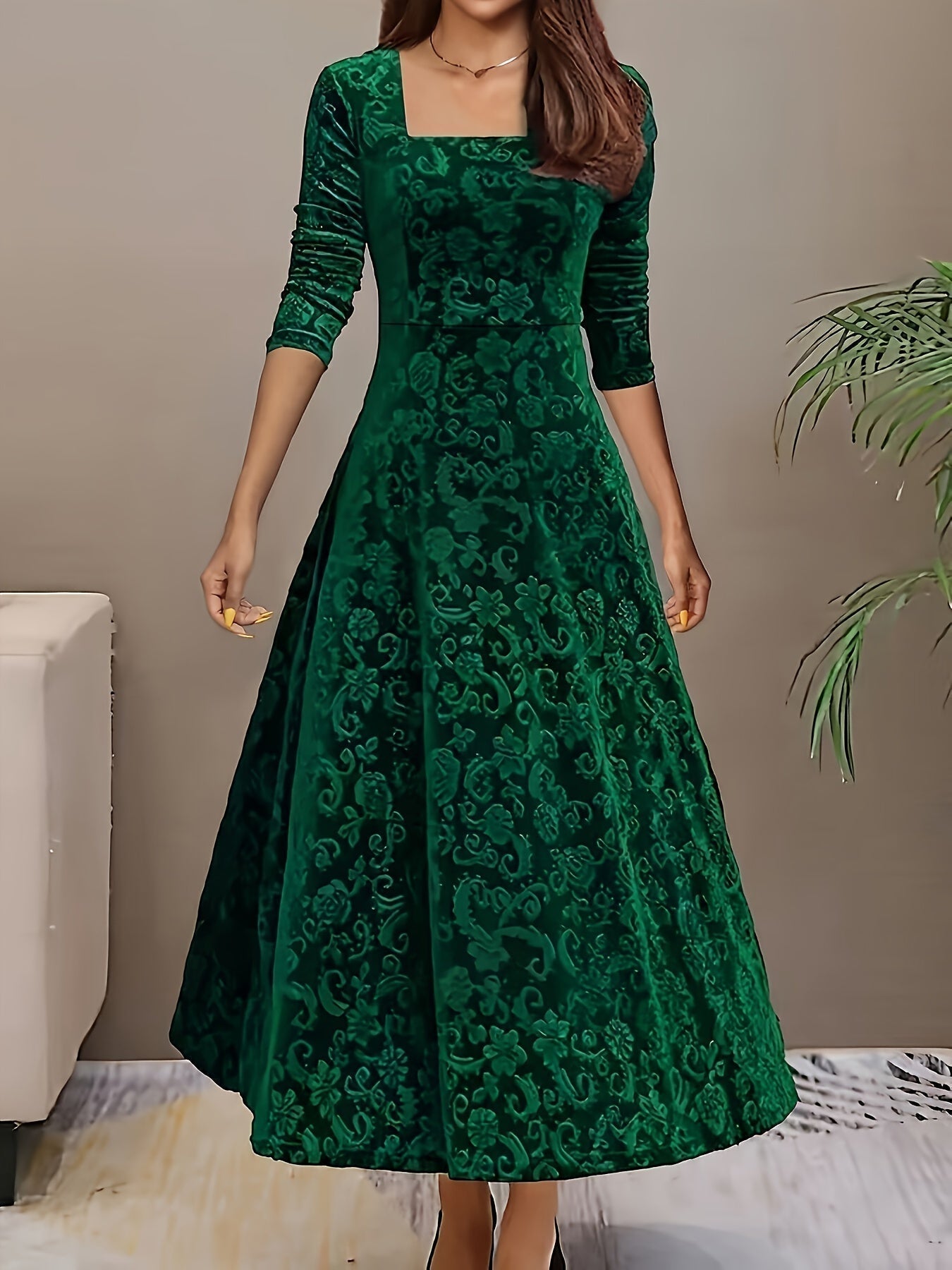 Violet | Women's Long Sleeve Velvet Maxi Dress