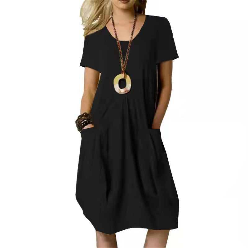 Clara | Women's Relaxed Short Sleeve Pocket Swing Dress