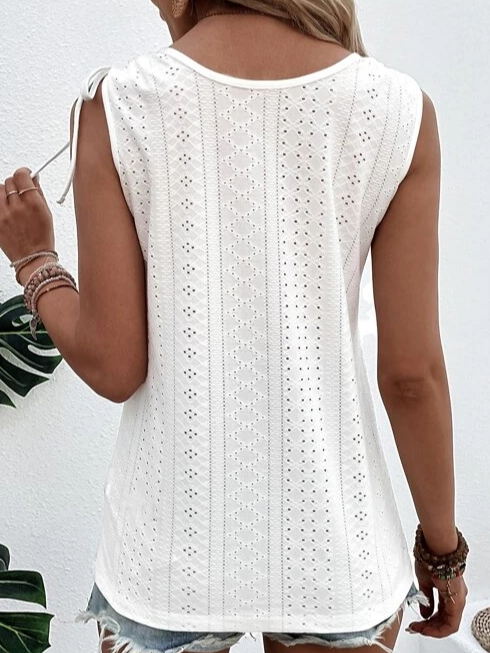 Nina | Women's Sleeveless Button-Front Textured Tank Top